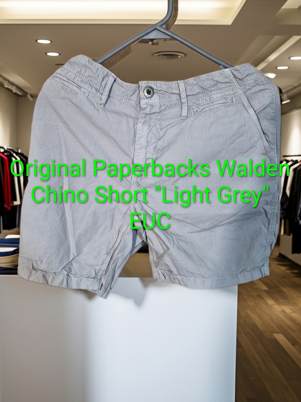 Original Paperbacks Walden Chino Shorts "Light Grey" Sz 33 EUC